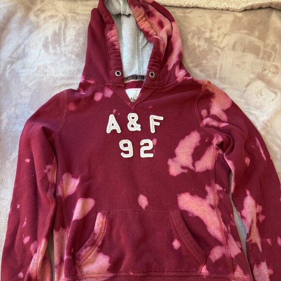 Rare A&F Abercrombie & Fitch Tie Dye Burgundy Red Hoodie Sweatshirt - Picture 1 of 4